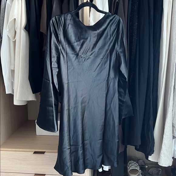 Quince 100% Washable Silk Long Sleeve Mini Dress Black Size L - Picture 6 of 8